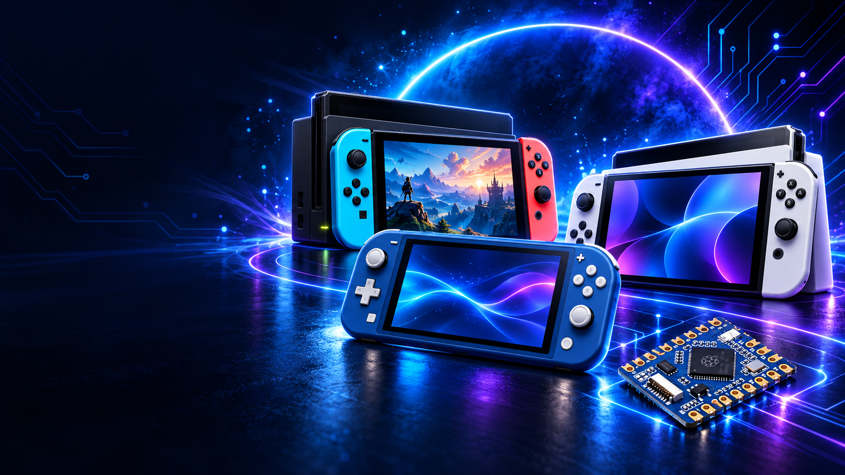 Nintendo Switch V1/V2, Lite y OLED junto al chip utilizado en el servicio